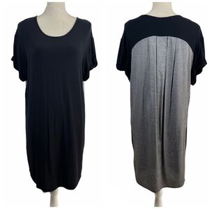 𝅺Vince Women’s Colorblock Black/Gray Shift Dress Size S Soft Comfy Lagenlook